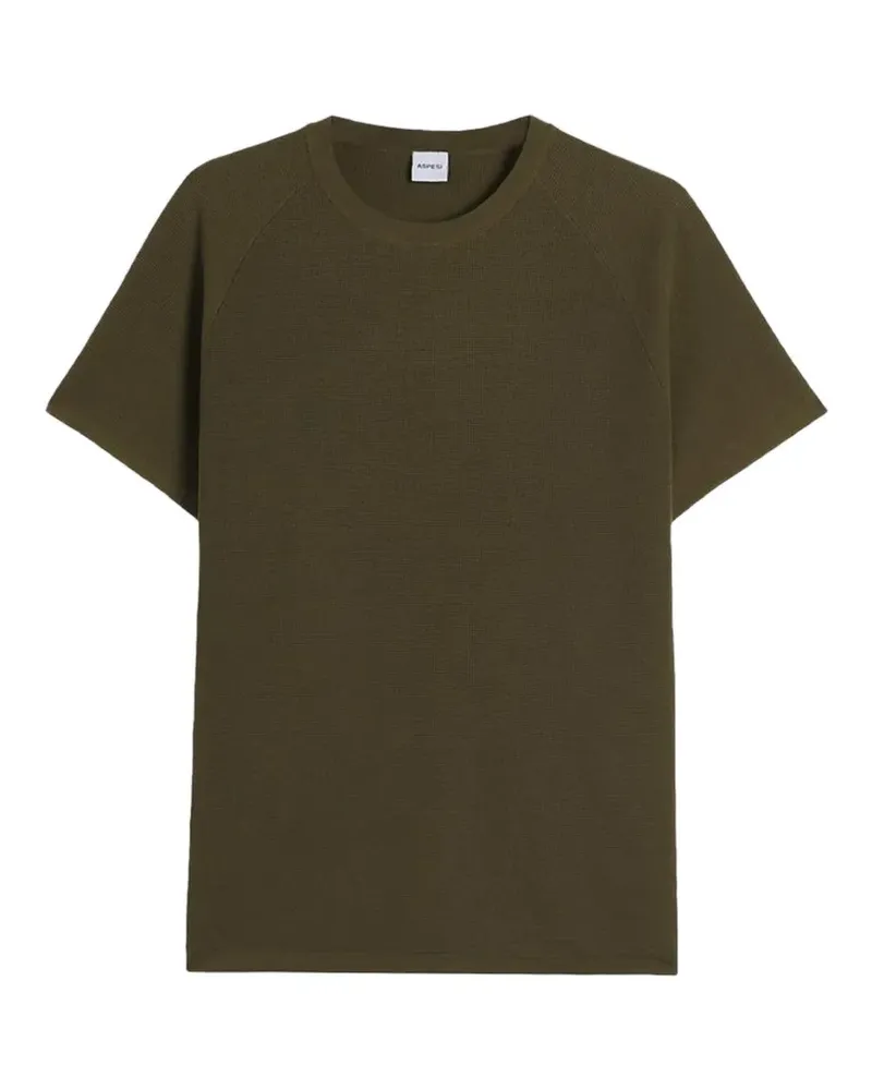 ASPESI Groa T-Shirt mit Waffelstrick-Muster - Grün Grün