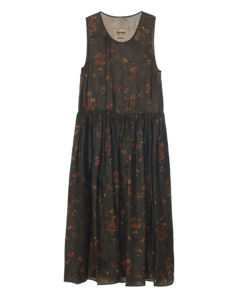 Uma Wang floral-print sleeveless maxi dress - Braun Braun