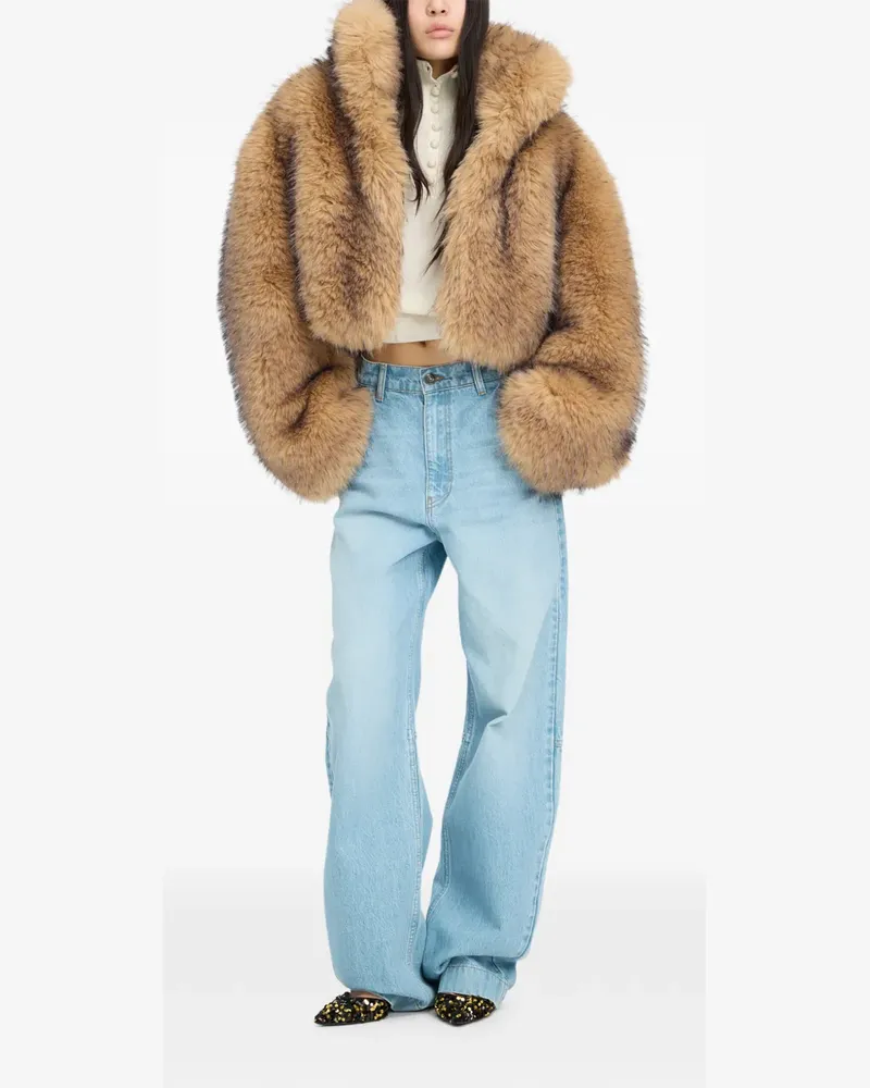 ROTATE Birger Christensen Cropped-Jacke mit Stehkragen - Nude Nude