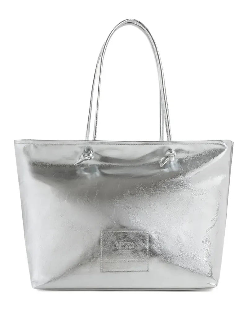 V°73 logo-patch tote bag - Silber Silber