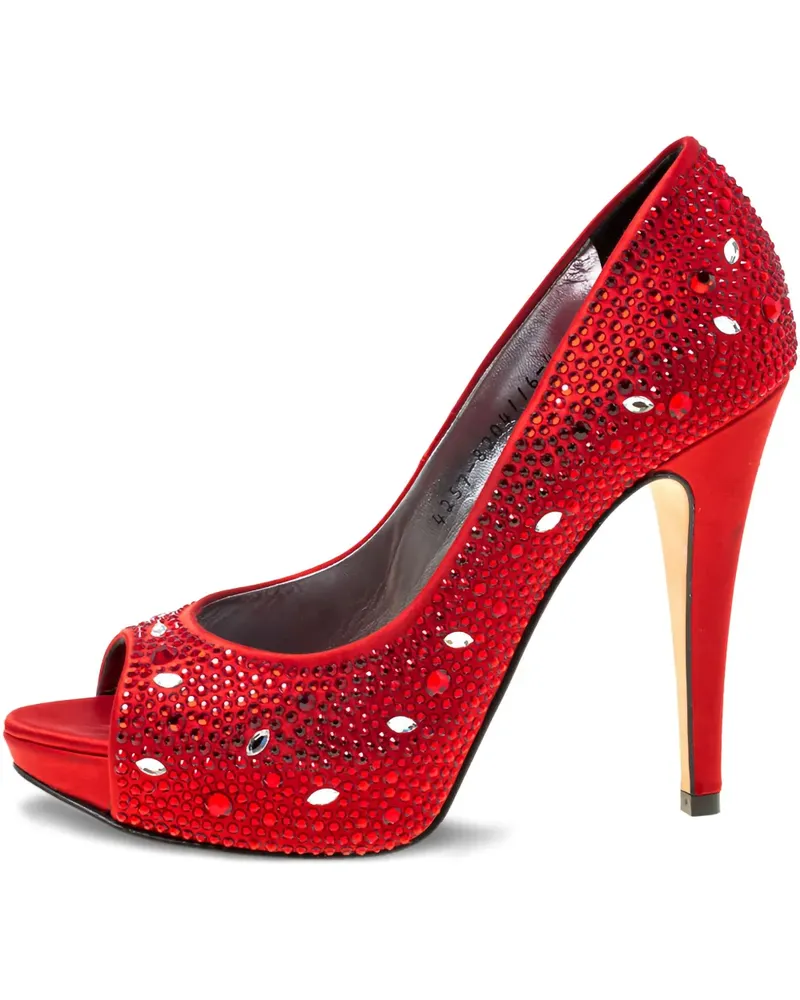 Gina Pre-owned Peeptoe-Pumps mit Kristallen 115mm - Rot Rot