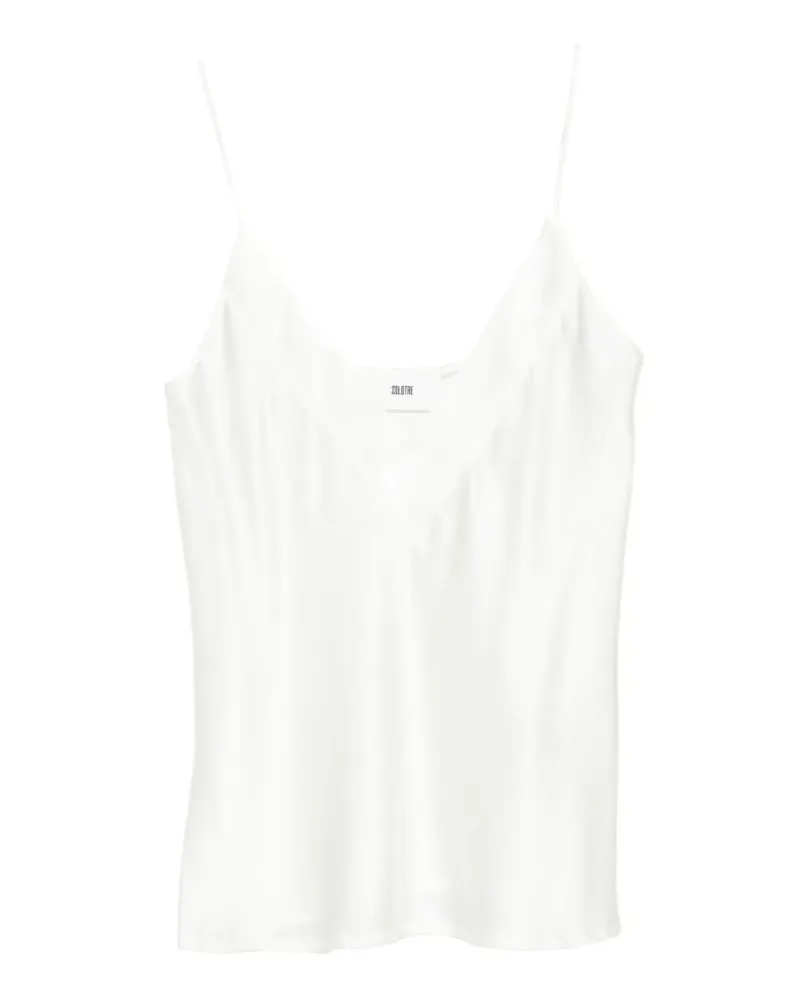 SOLOTRE satin V-neck top - Nude Nude