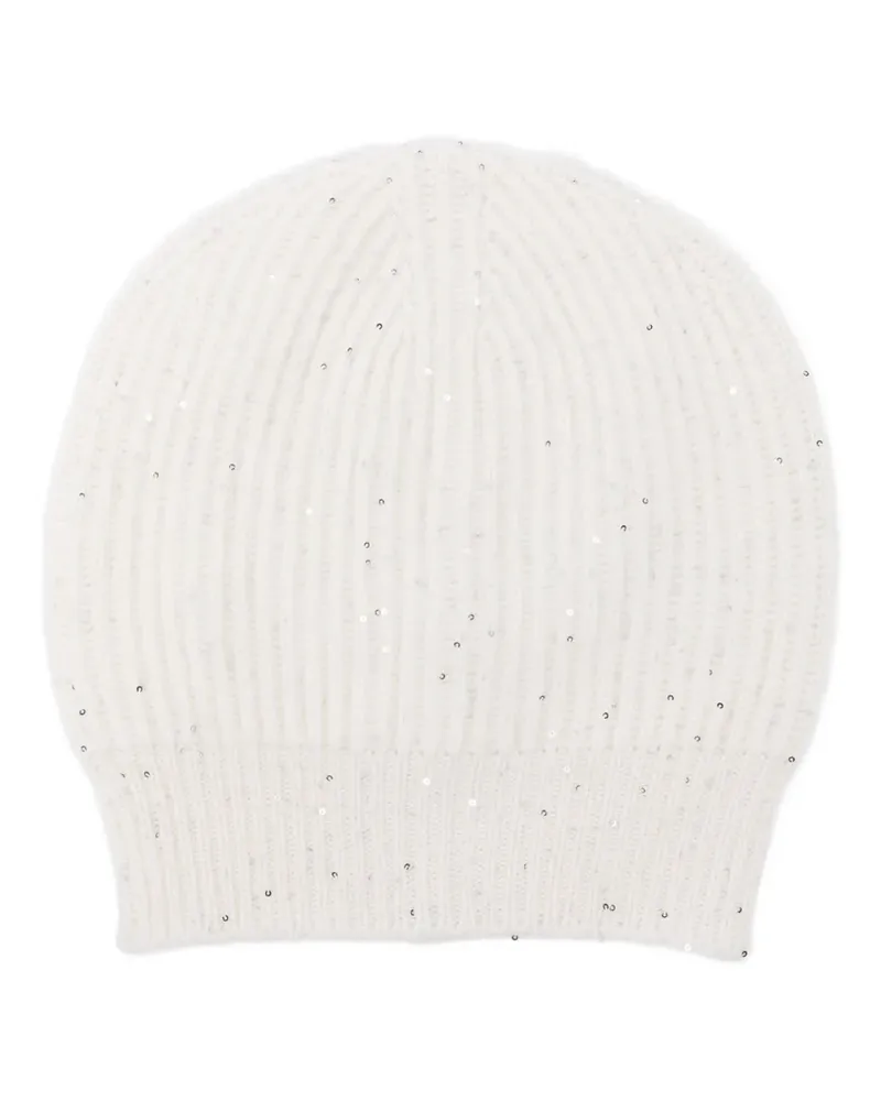 Antonelli Firenze Beanie mit Pailletten - Weiß Weiß