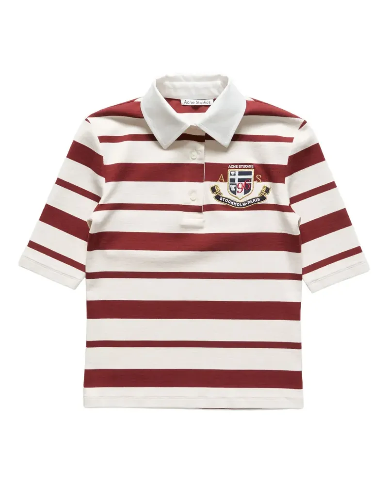 Acne Studios Gestreiftes Poloshirt mit Wappen - Rot Rot