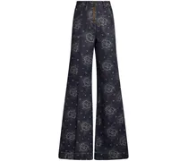 floral-jacquard flared jeans