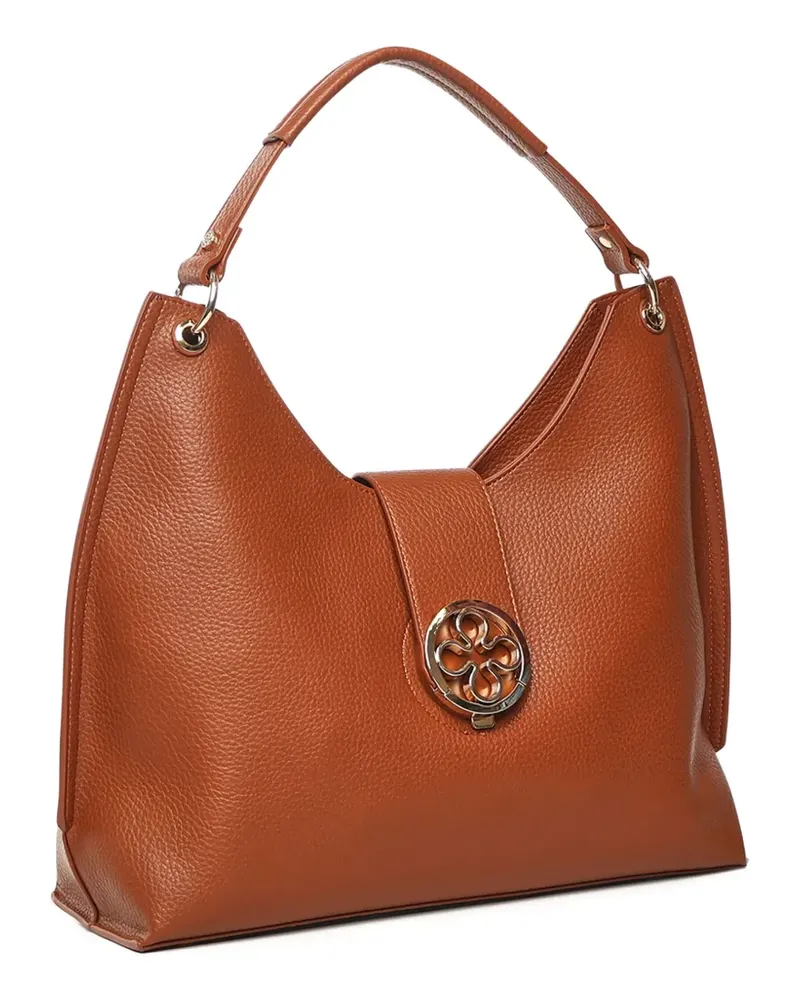 V°73 Federica V Schultertasche mit Logo-Schild - Braun Braun
