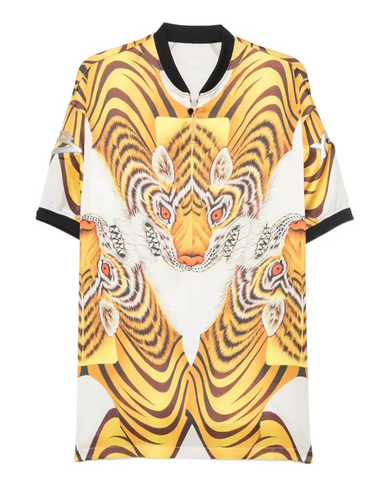 Y-3 tiger-print short-sleeve top - Gelb Gelb