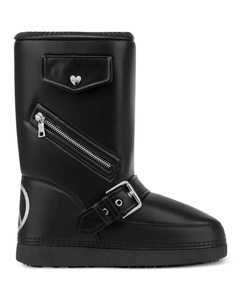 Moschino Stiefeletten mit Schnalle und Reißverschluss - Schwarz Schwarz