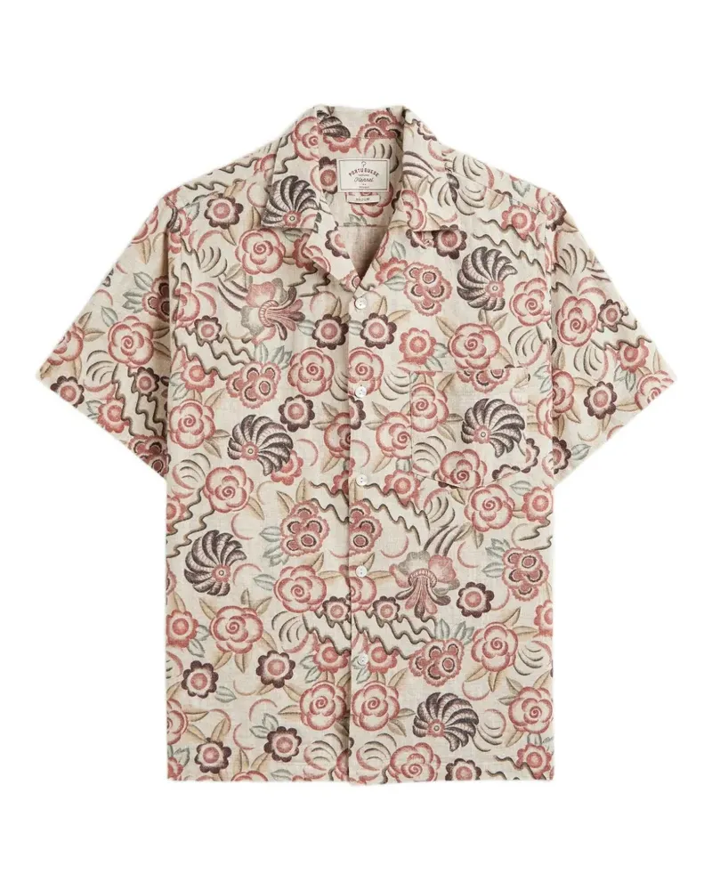 Portuguese Flannel Hemd mit Blumenprint - Nude Nude