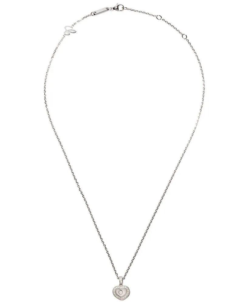 Chopard 18kt 'Happy Hearts' Weißgoldhalskette mit Diamant - Silber Silber