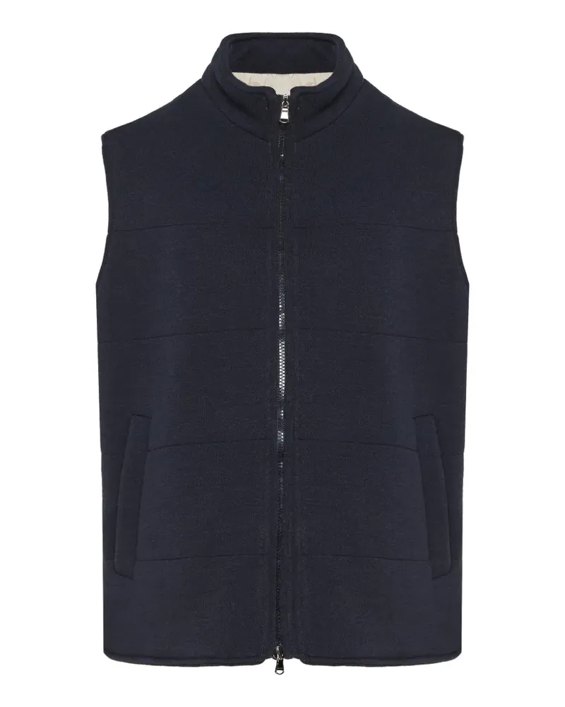 BARBA padded high-neck suede gilet - Blau Blau