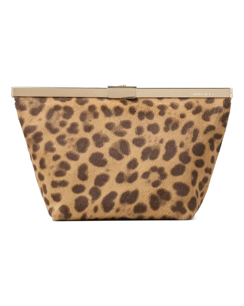 Jimmy Choo Ganache Clutch mit Leoparden-Print - Nude Nude