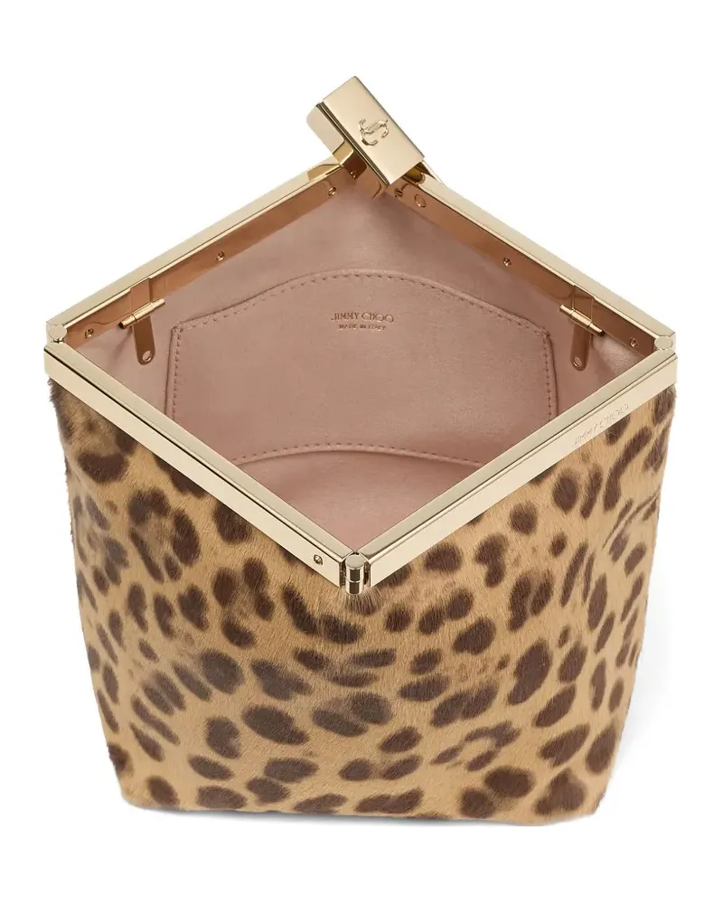 Jimmy Choo Ganache leopard-print chain clutch bag - Nude Nude