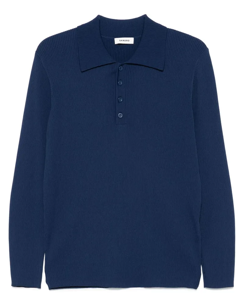 Sandro Poloshirt aus geripptem Strick - Blau Blau