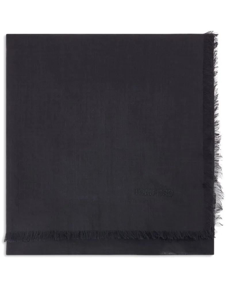 Tom Ford Schal mit Logo-Stickerei - Schwarz Schwarz