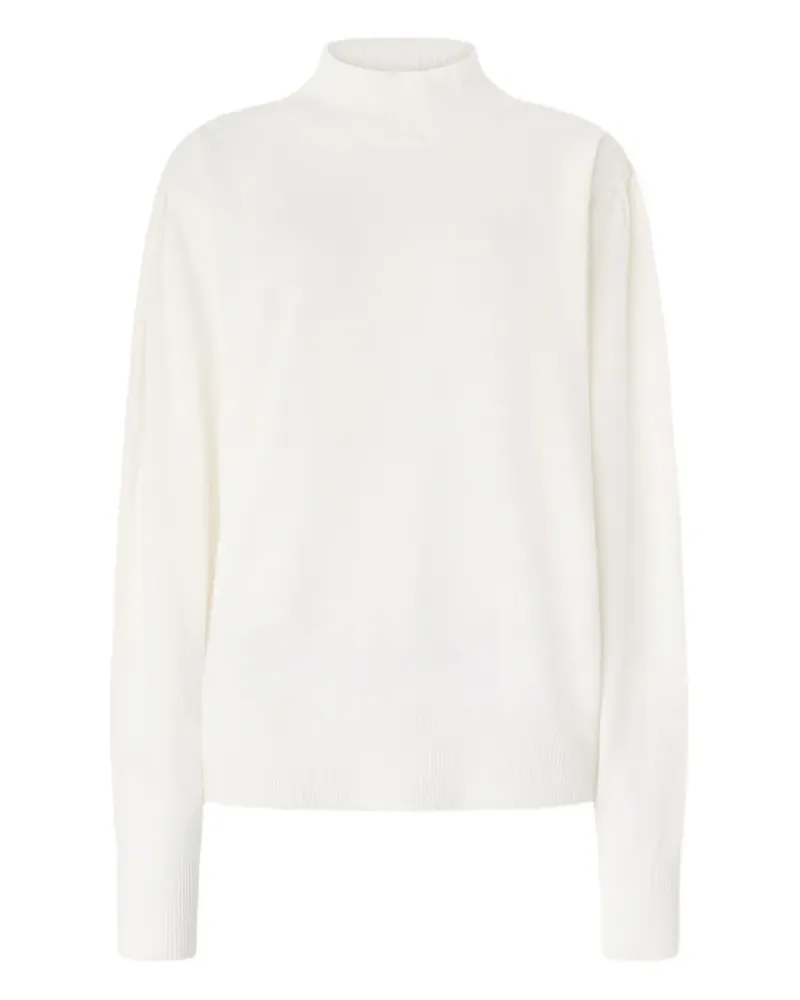 Genny Stehkragen-Pullover mit Puffärmeln - Weiß Weiß