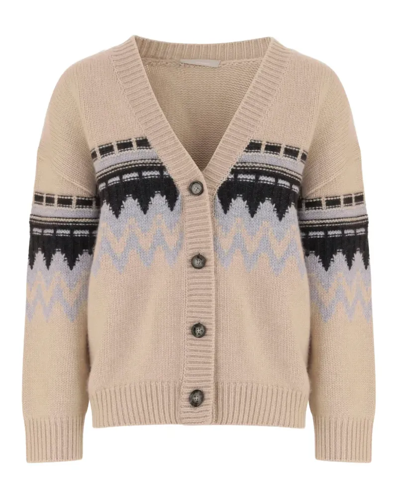 ALLUDE Kaschmircardigan mit V-Ausschnitt - Nude Nude