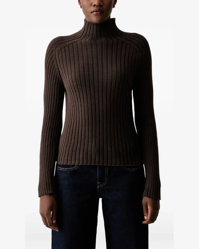 Marc O'Polo ribbed-knit high-neck sweater - Braun Braun