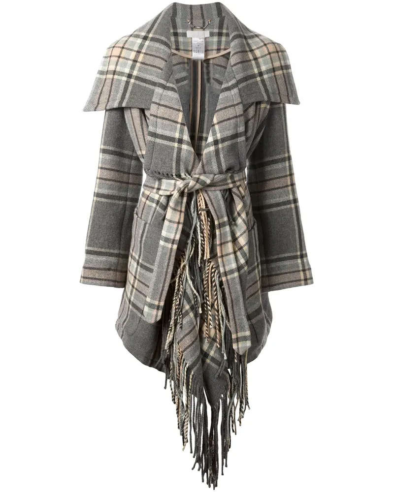 Chloé Mantel mit Karomuster und Gürtel - Grau Grau