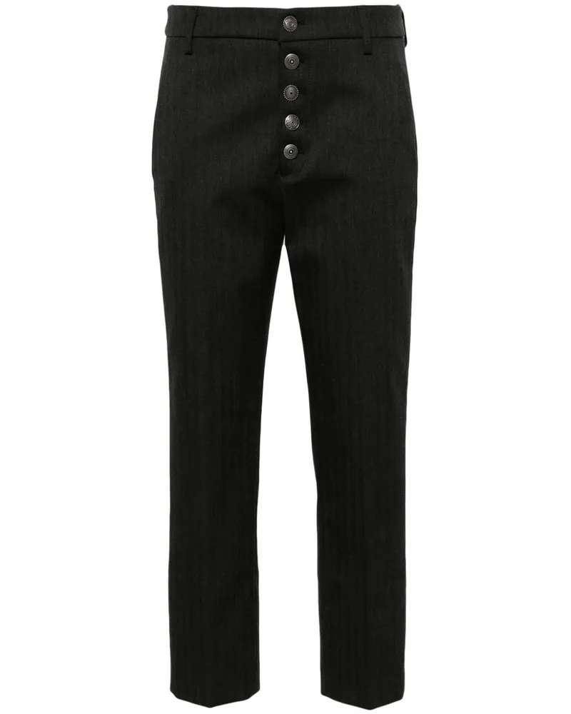 Dondup Taillenhohe Cropped-Hose - Schwarz Schwarz