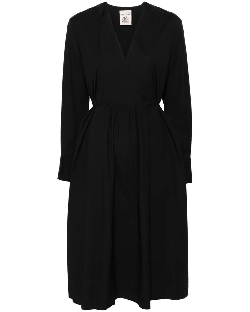 Semicouture Sofia Midikleid - Schwarz Schwarz