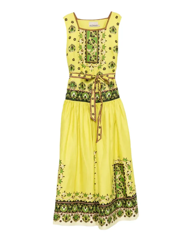 ALEMAIS Bridgete Midikleid mit grafischem Print - Gelb Gelb