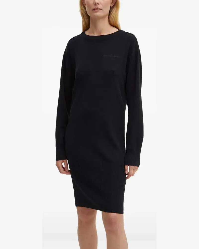 Armani Exchange embroidered ribbed knit dress - Schwarz Schwarz