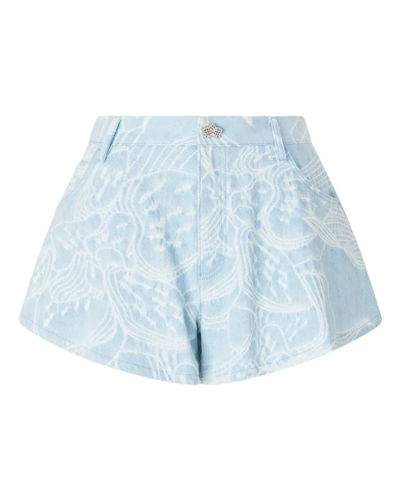Genny Jeans-Shorts mit Blumen-Print - Blau Blau
