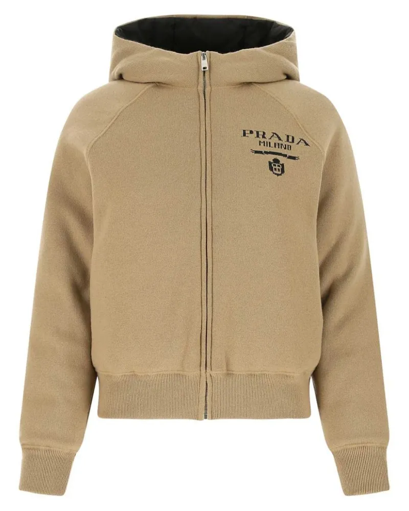 Prada Jacke mit Logo-Jacquard - Braun Braun