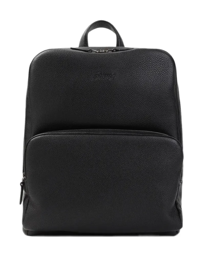 Brioni grained leather backpack - Schwarz Schwarz