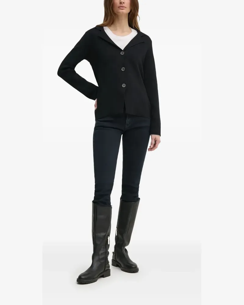 Sisley Geknöpfter Cardigan mit Reverskragen - Schwarz Schwarz