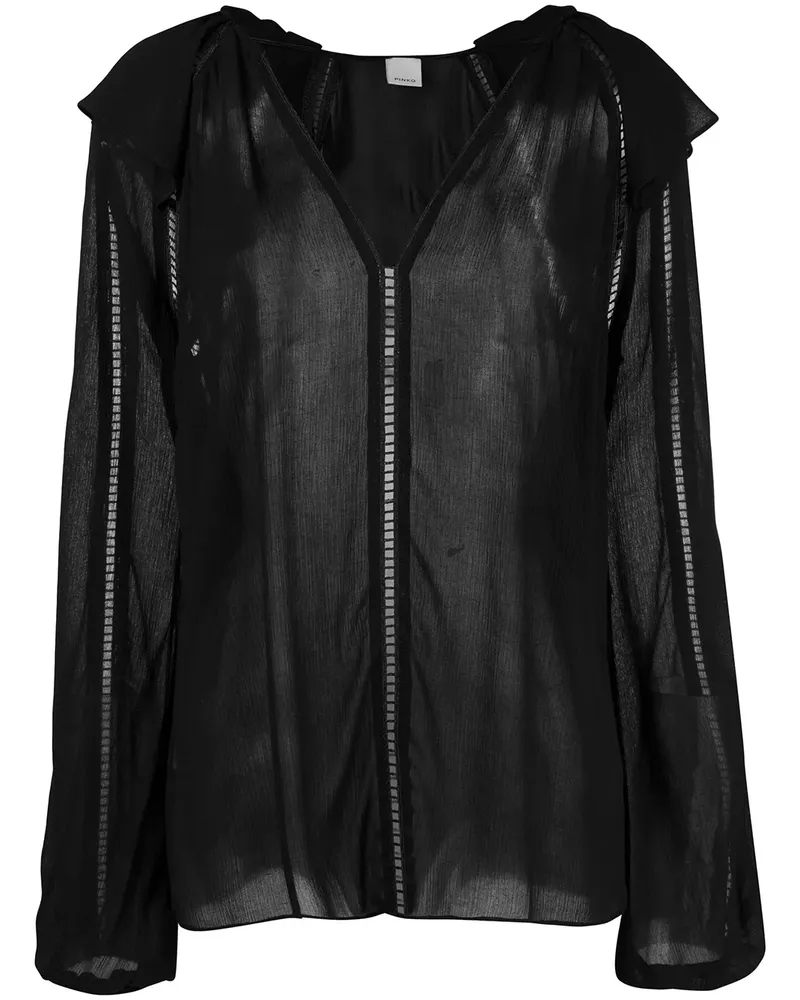 Pinko Lapis Bluse mit V-Ausschnitt - Schwarz Schwarz