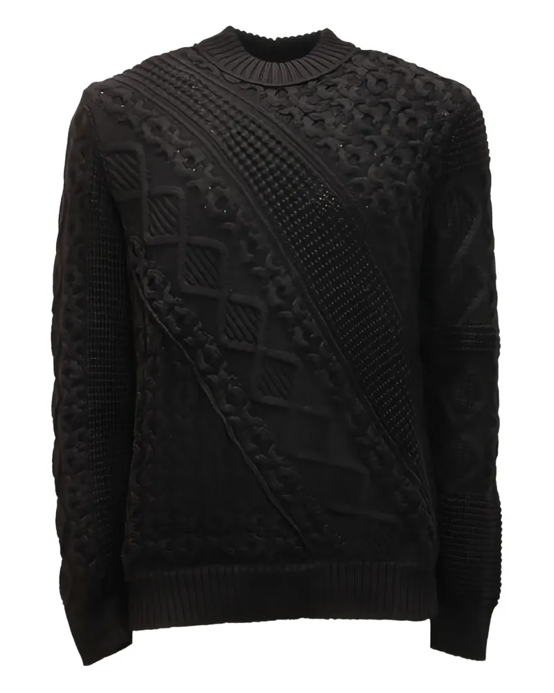 Paolo Pecora Milano Pullover mit Zopfmuster - Schwarz Schwarz