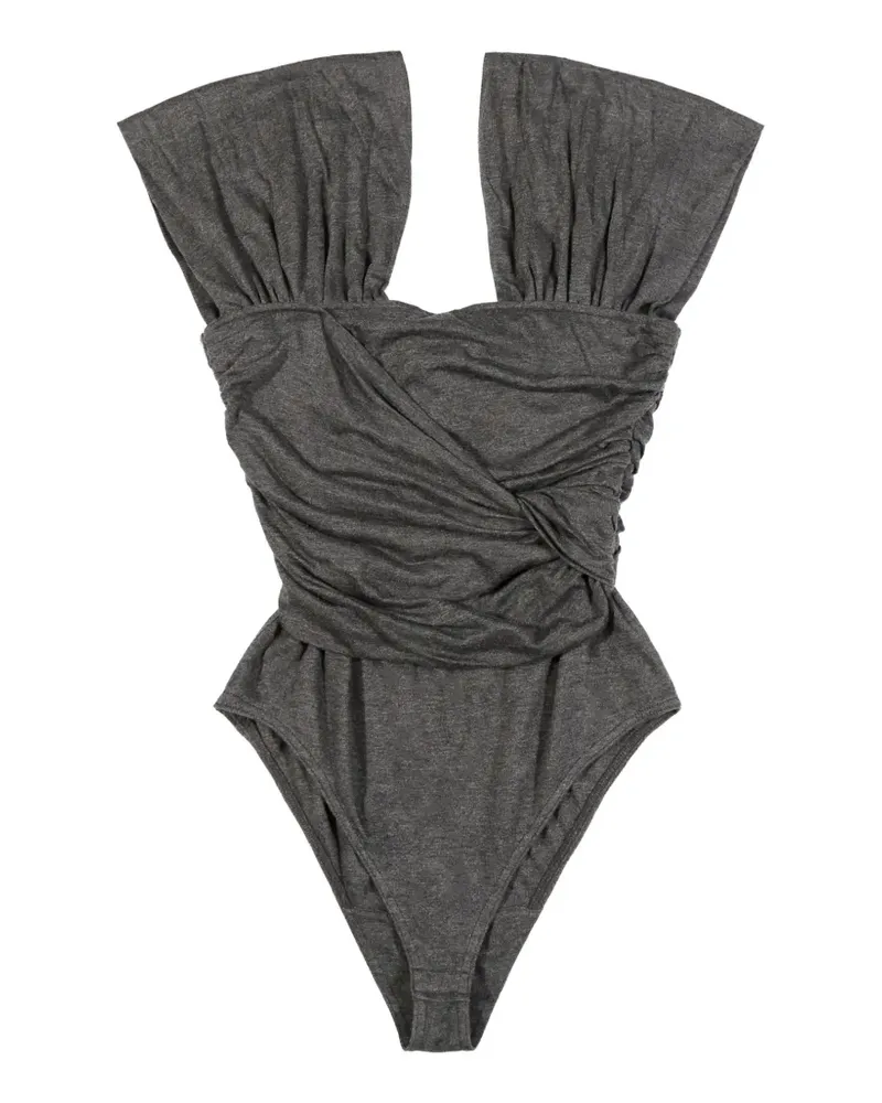 Ganni draped-detail body - Grau Grau