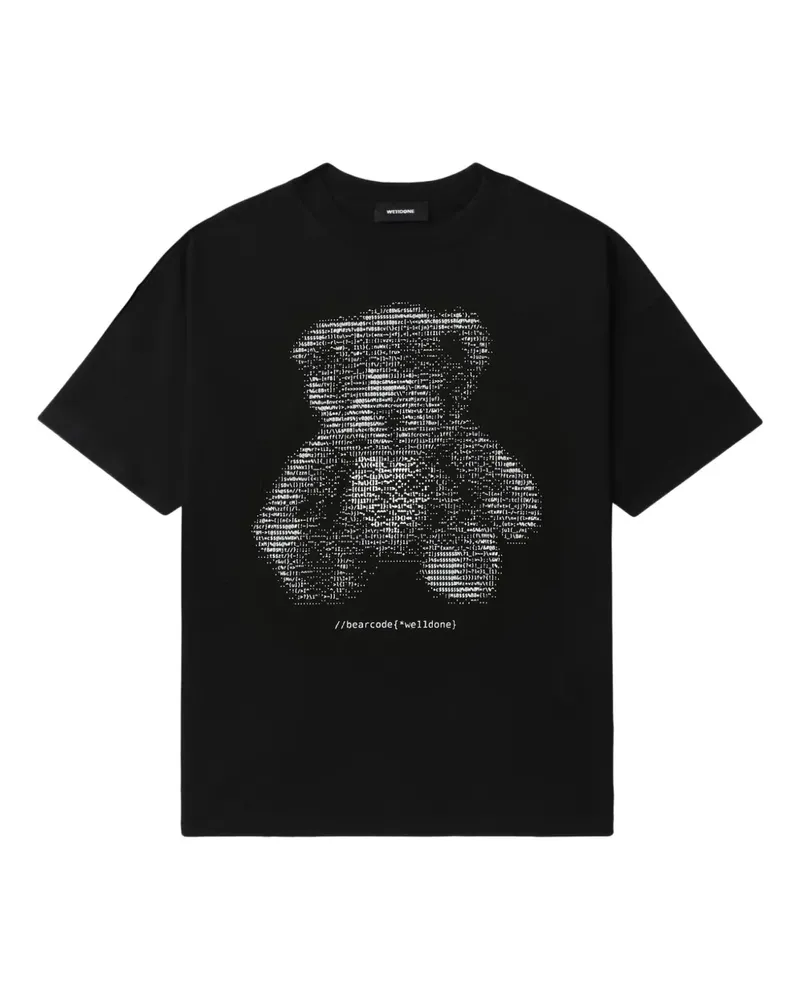 WE 11 DONE T-Shirt mit Teddy-Print - Schwarz Schwarz