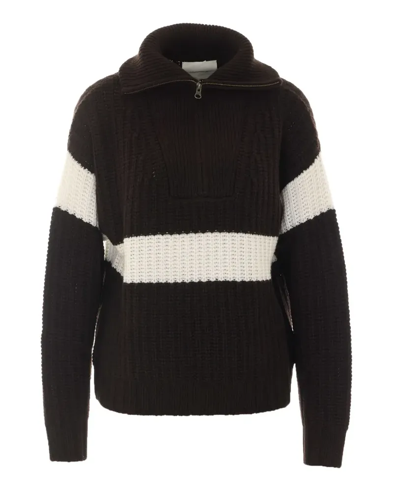 Lisa Yang Mavis Pullover mit kurzem Reißverschluss - Schwarz Schwarz