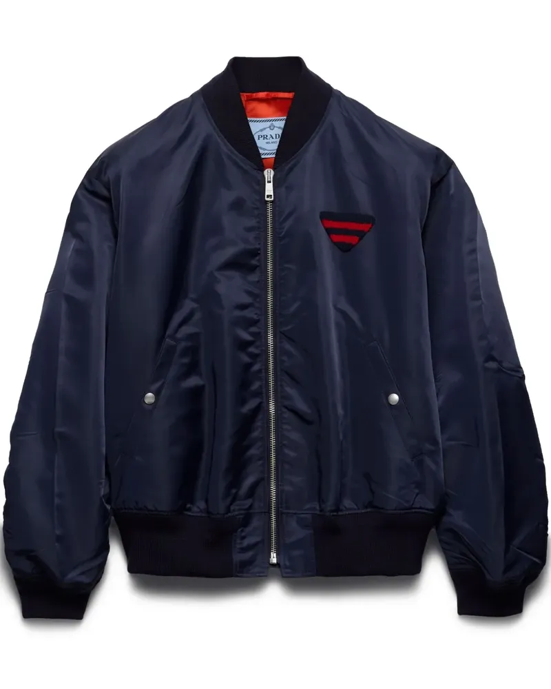 Prada Bomberjacke mit Logo-Patch - Blau Blau