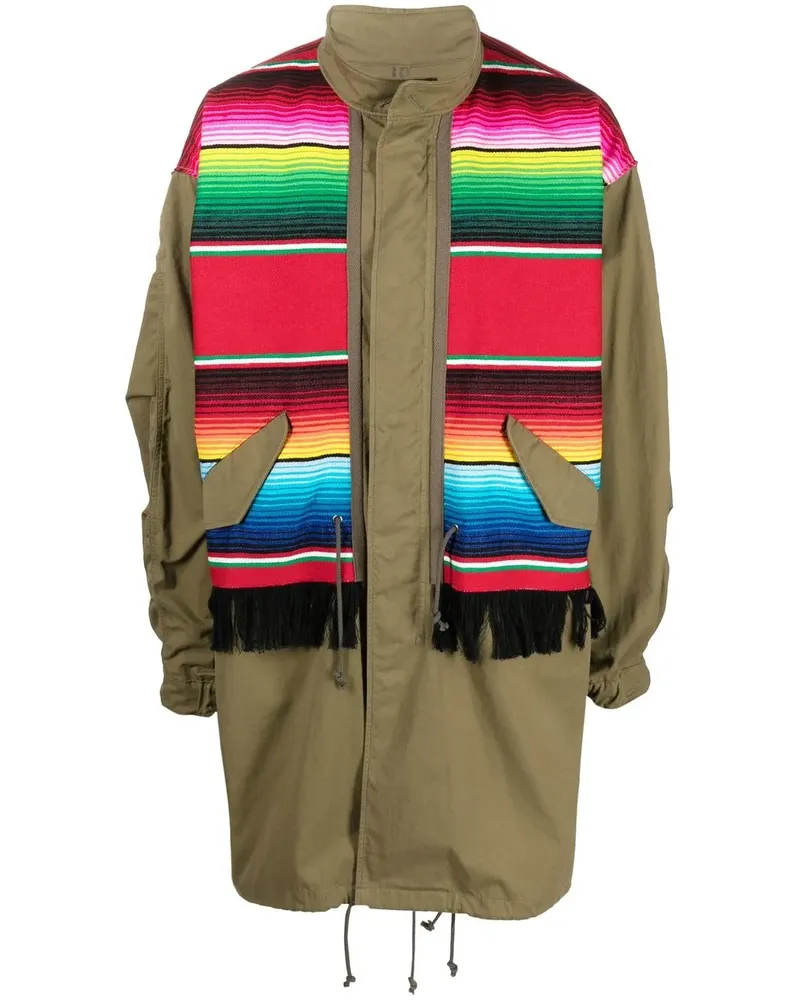 Junya Watanabe Midimantel mit Kontrasteinsätzen - Grün Grün