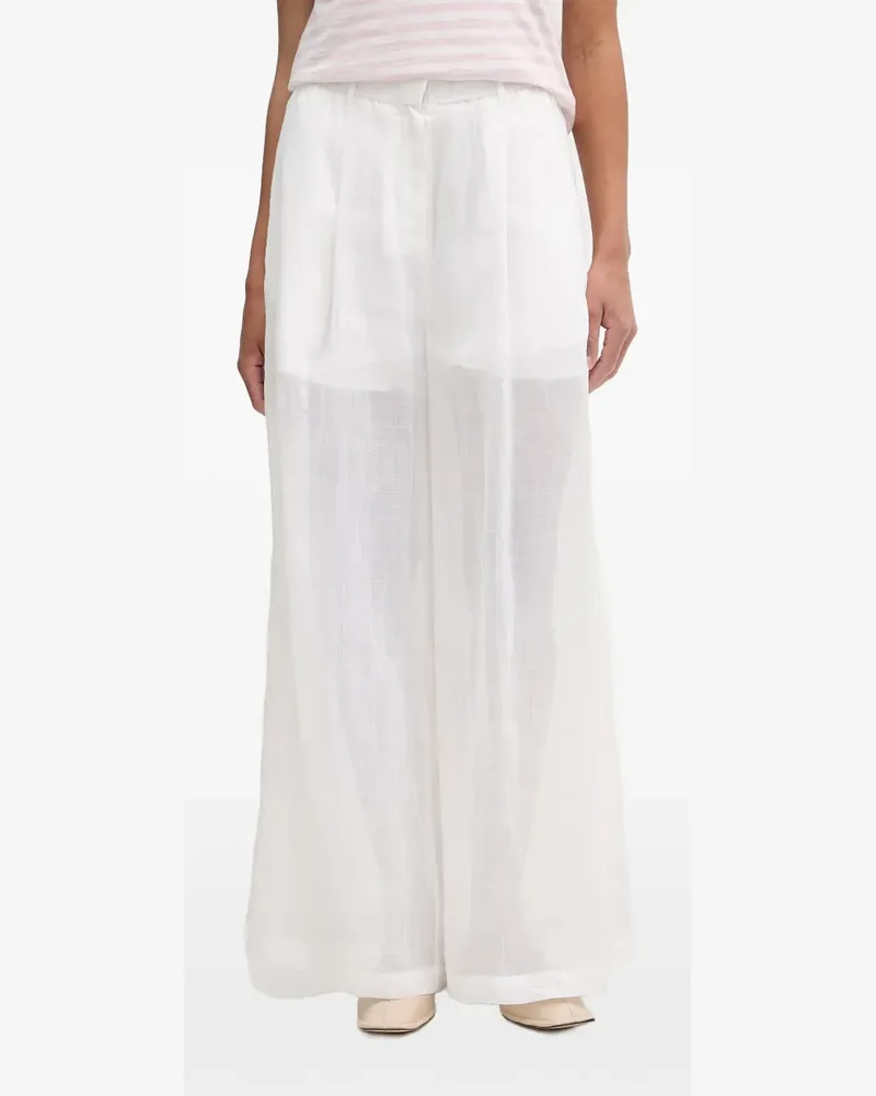 Isabelle Blanche sheer wide-leg trousers - Weiß Weiß