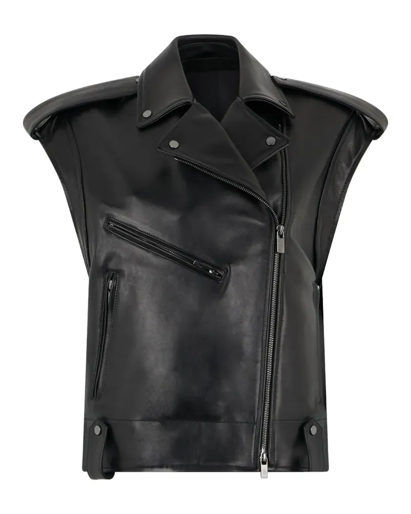 Salvatore Santoro sleeveless leather biker jacket - Schwarz Schwarz