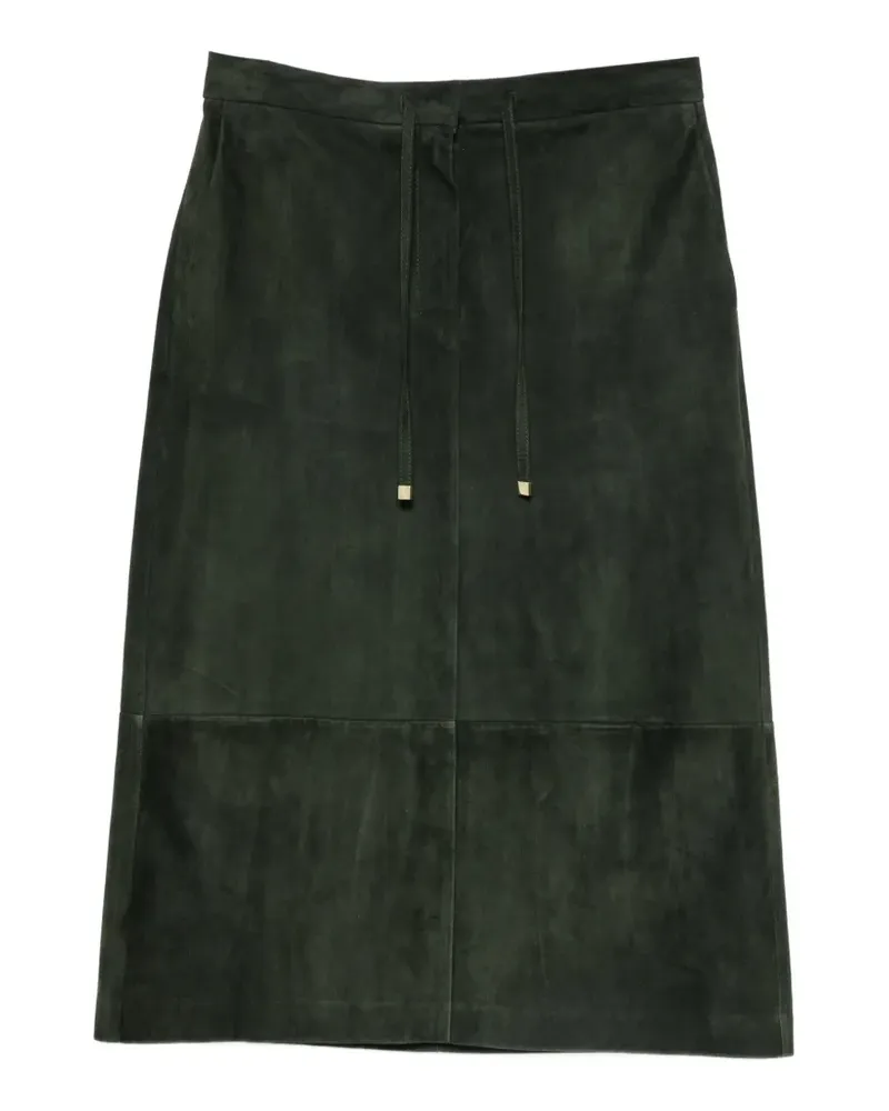Max Mara Midirock aus Wildleder mit Kordelzug - Grün Grün