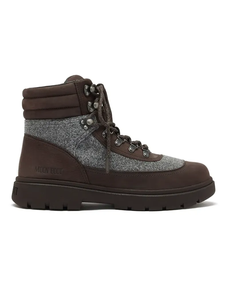 Moon Boot Combat Stiefel aus braunem Filz Braun