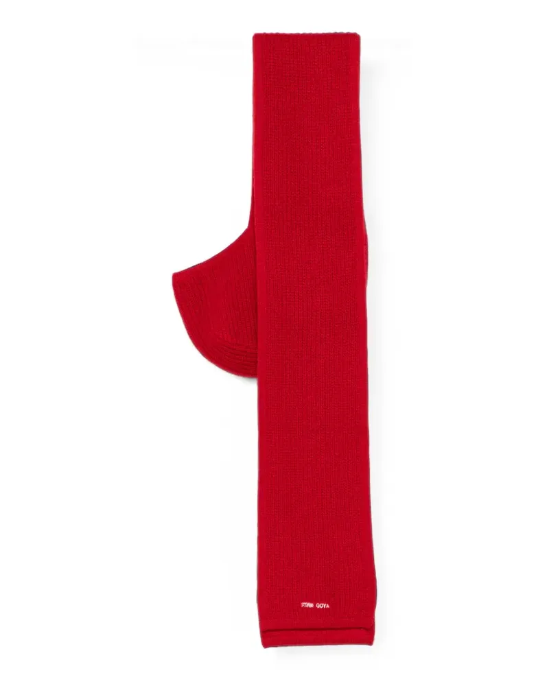Stine Goya ribbed-knit logo-embroidered scarf - Rot Rot