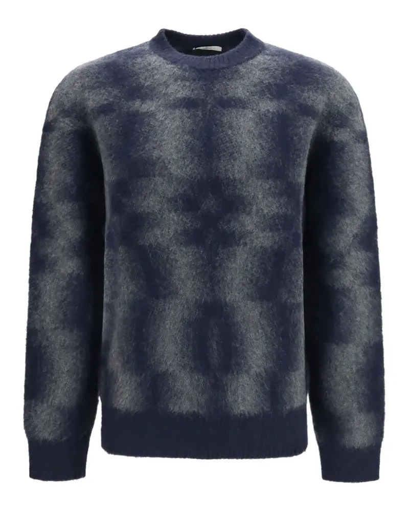 Piacenza Cashmere Rundhals-Pullover aus gebürstetem Strick - Blau Blau