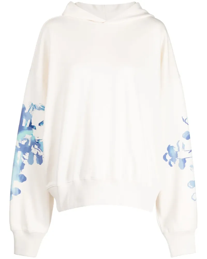 WE 11 DONE Hoodie mit abstraktem Print - Weiß Weiß