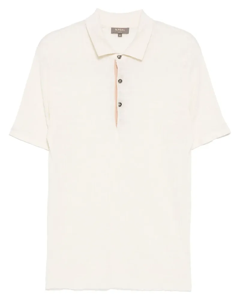 N.Peal Geripptes Poloshirt - Weiß Weiß