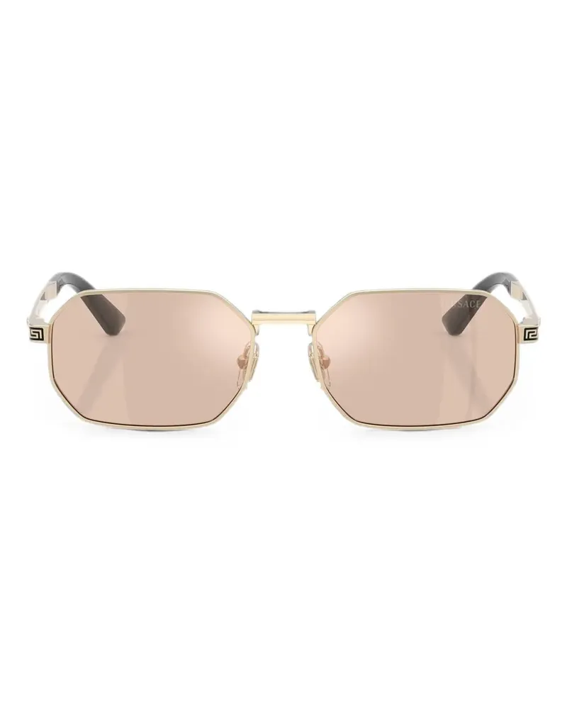 Versace Greca Sonnenbrille mit geometrischem Gestell - Gold Gold