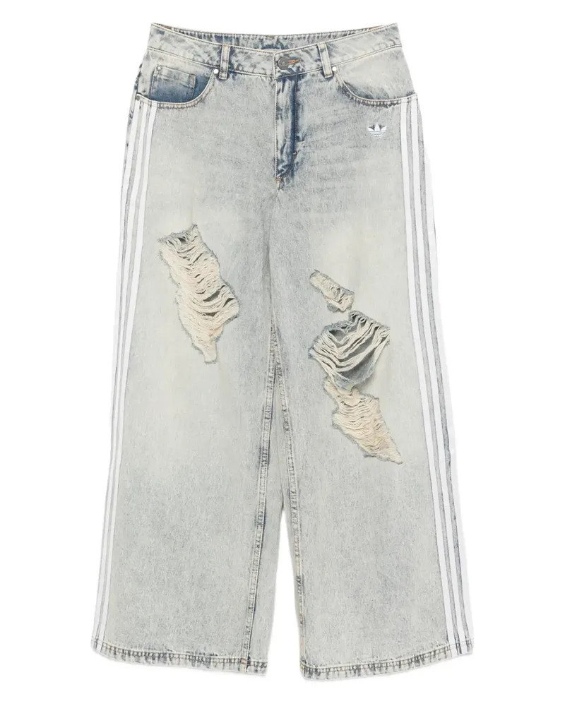 adidas Weite Jeans im Distressed-Look - Blau Blau