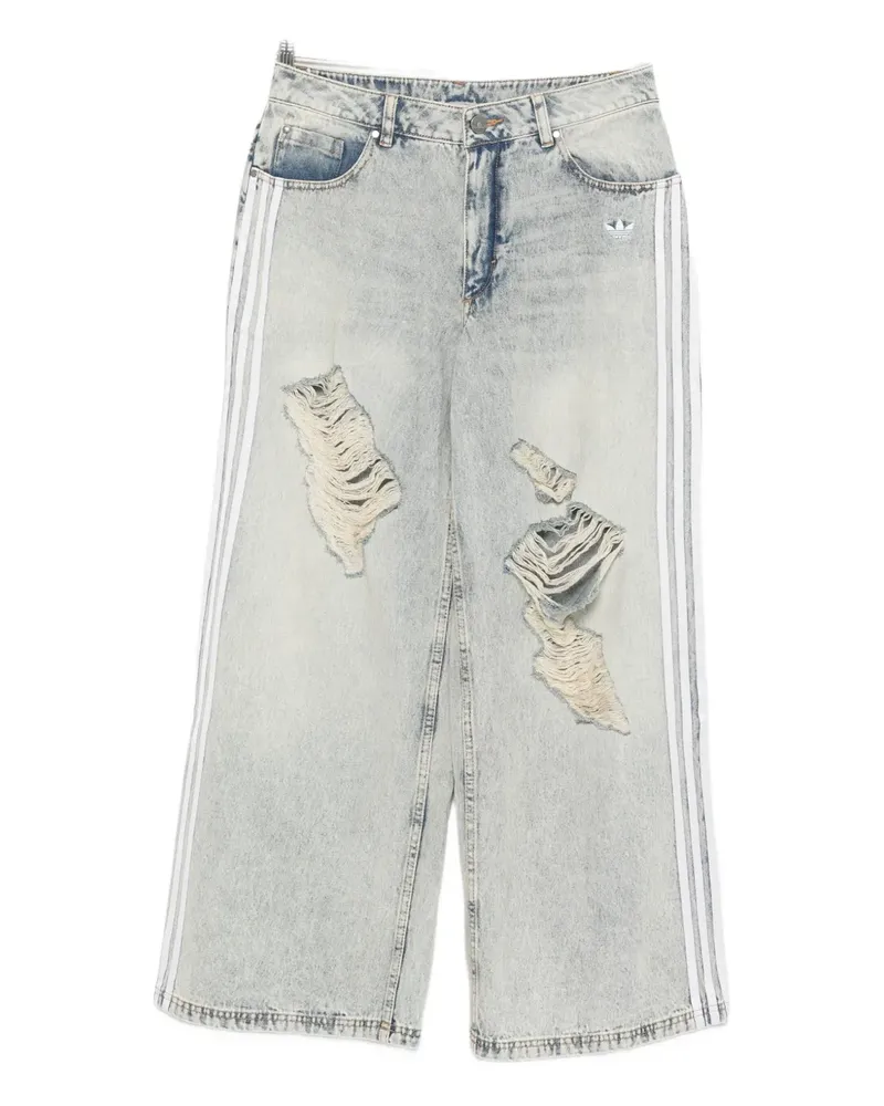 adidas distressed wide-leg jeans - Blau Blau