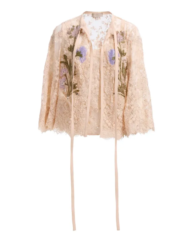 Elie Saab Set aus Jacke und Oberteil mit Perlenstickerei - Nude Nude